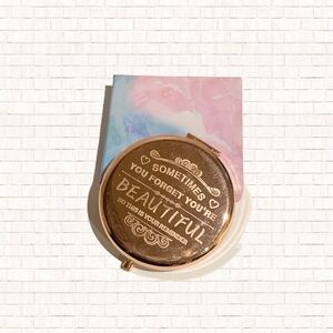 Gold Engraved Compact Make Up Mirror with Gift Box NEW OBO